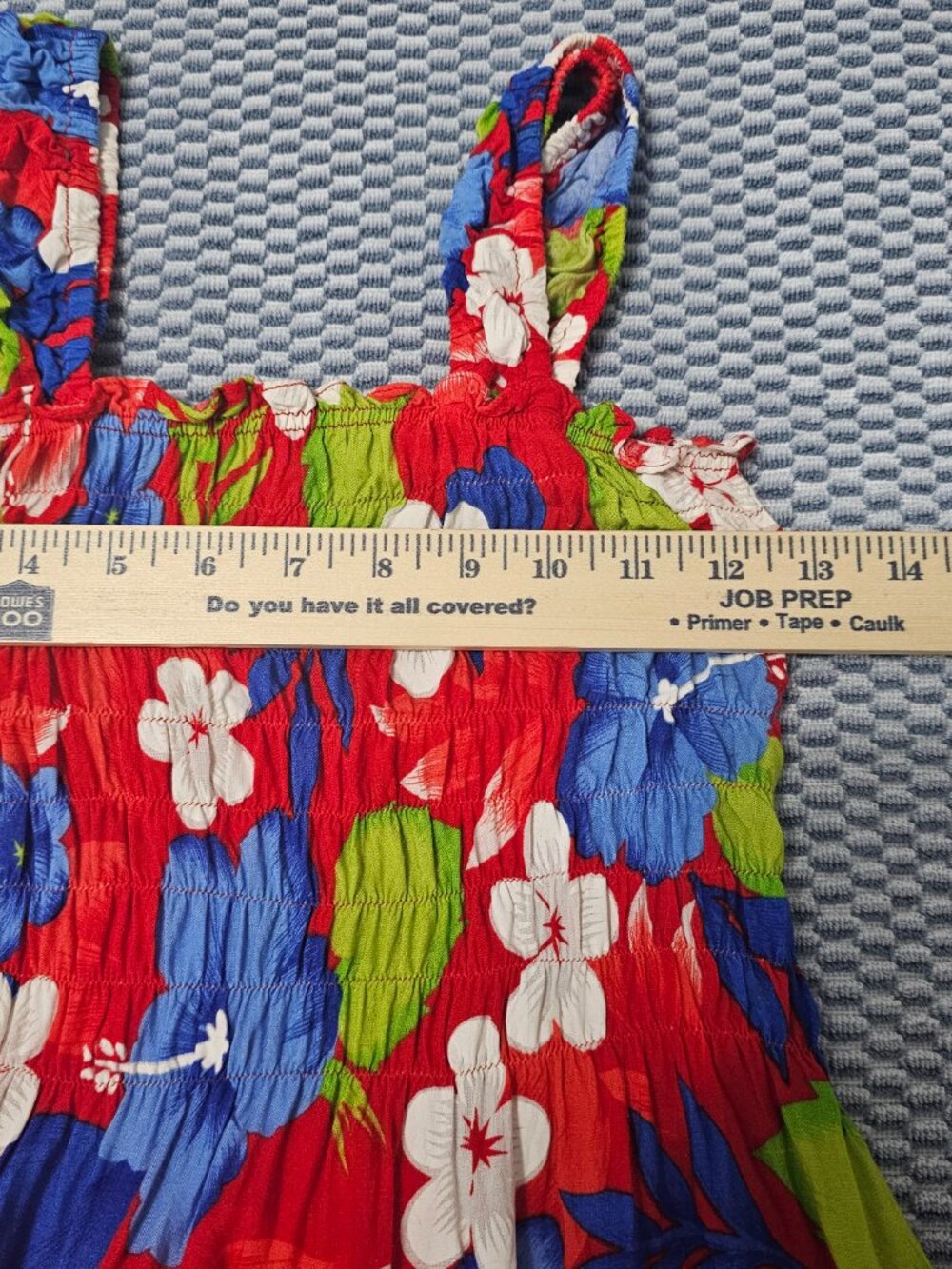 Unbranded Beach Vacation Floral Red Blue White Smoched Elastic Dress - Size Smal - Picture 4 of 5